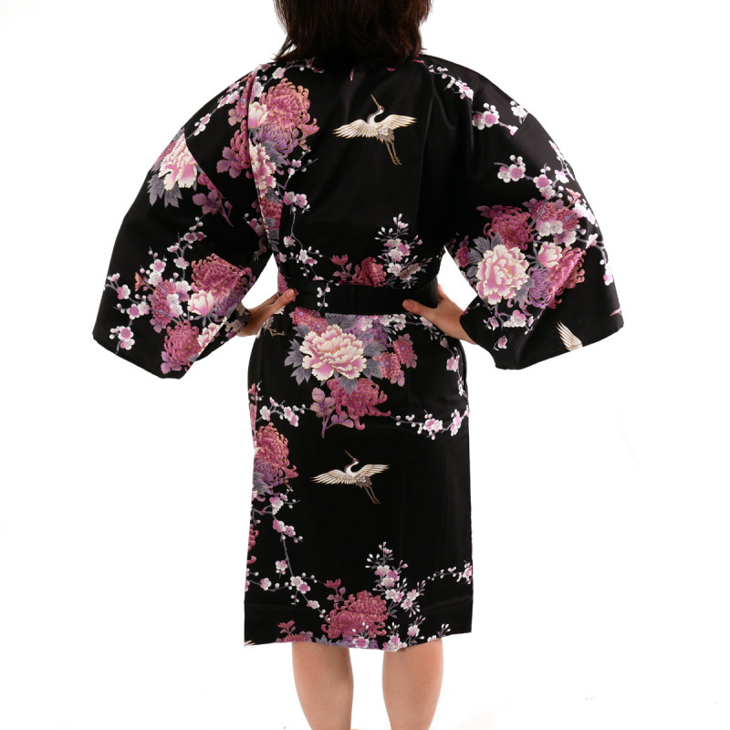 kimono giapponese kimono giapponese felice, PEONY TSURU, gru e peonia