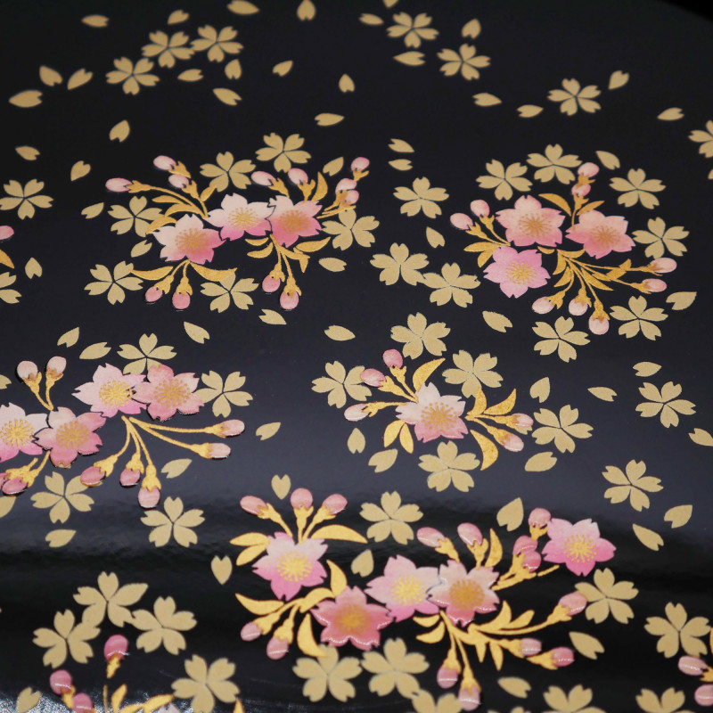 vassoio effetto laccato marrone, SAKURADUKUSHI, sakura fiori