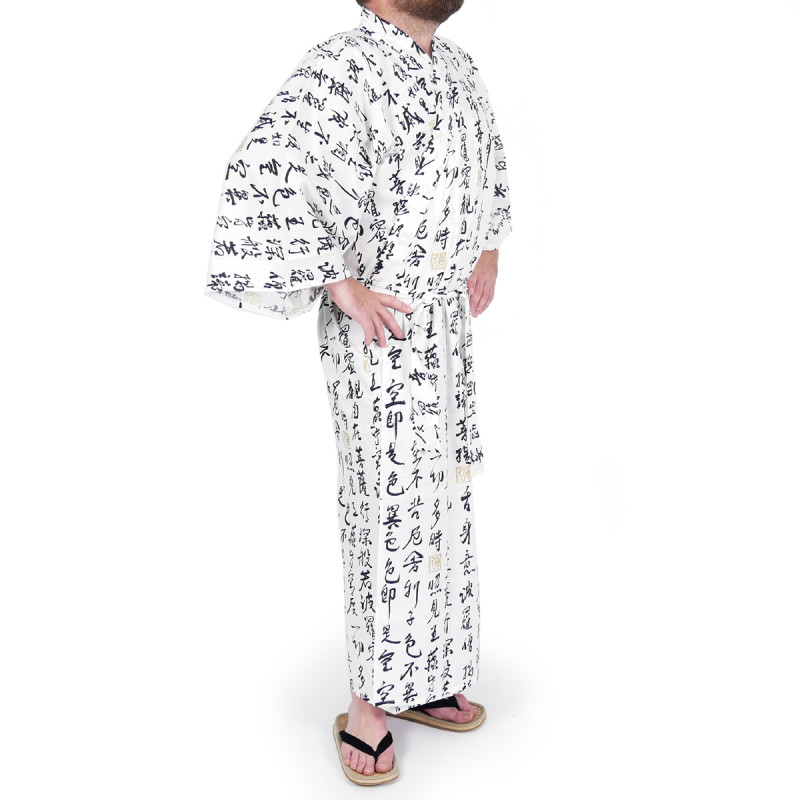 Kimono de algodón blanco japonés yukata, HANNYA, sutra