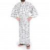 Kimono de algodón blanco japonés yukata, HANNYA, sutra