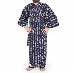 yukata kimono giapponese blu in cotone, HANNYA, HANNYA sutra