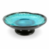 Kleine runde japanische Keramikplatte, erhaben, ozeanblau glasiert, KAIYO