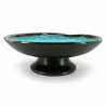 Kleine runde japanische Keramikplatte, erhaben, ozeanblau glasiert, KAIYO