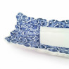 Plato rectangular japonés, blanco con motivos azules, KARAKUSA