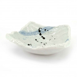 Small Japanese ceramic dish, white, paint splatter, TASUKU
