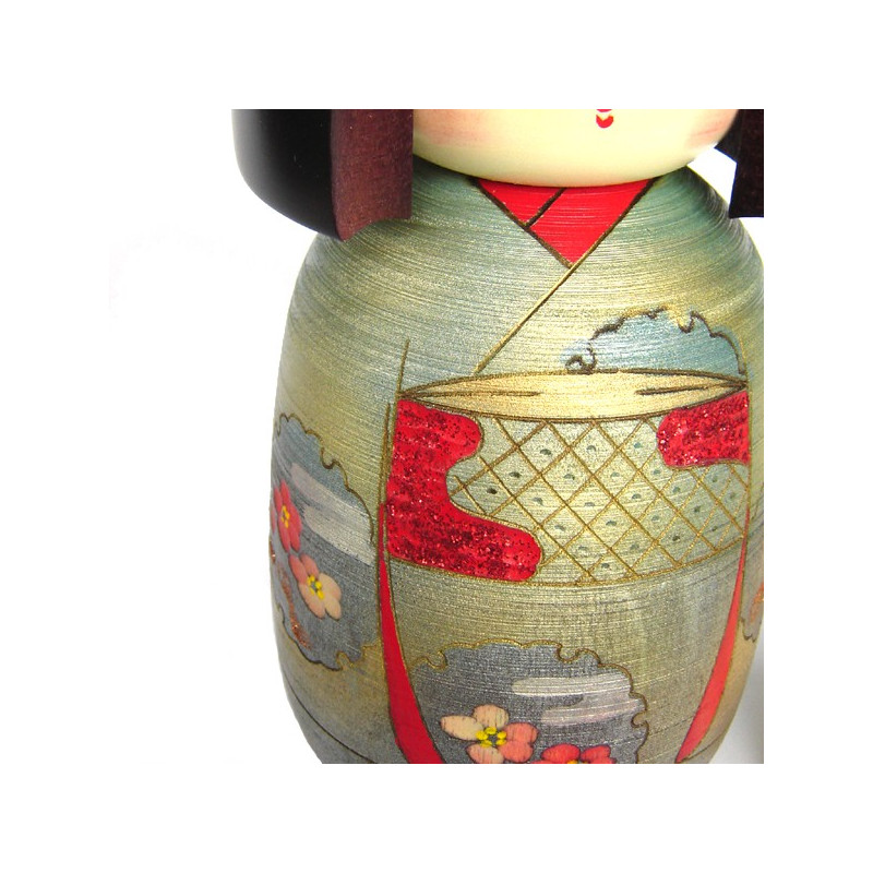 japanische hölzerne Puppe - Kokeshi, SHUNKO, grün