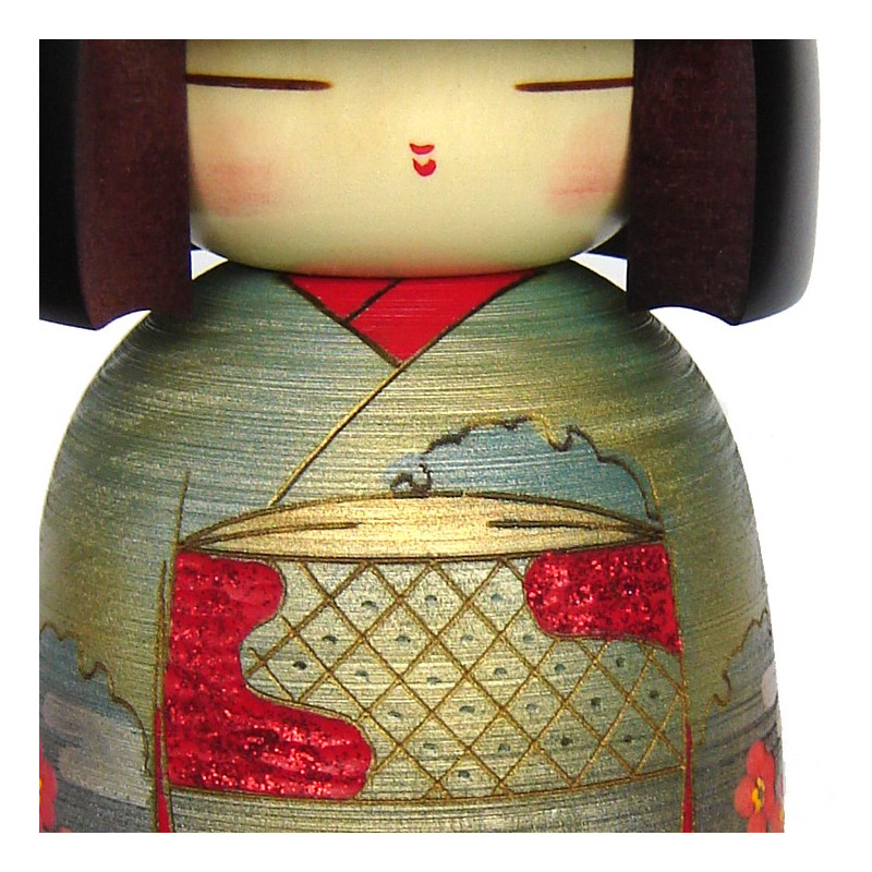 bambola di legno giapponese - kokeshi, SHUNKO, verde