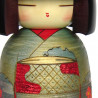 bambola di legno giapponese - kokeshi, SHUNKO, verde