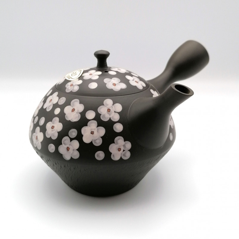 Teiera giapponese tokoname kyusu, UME, fiori di pruno