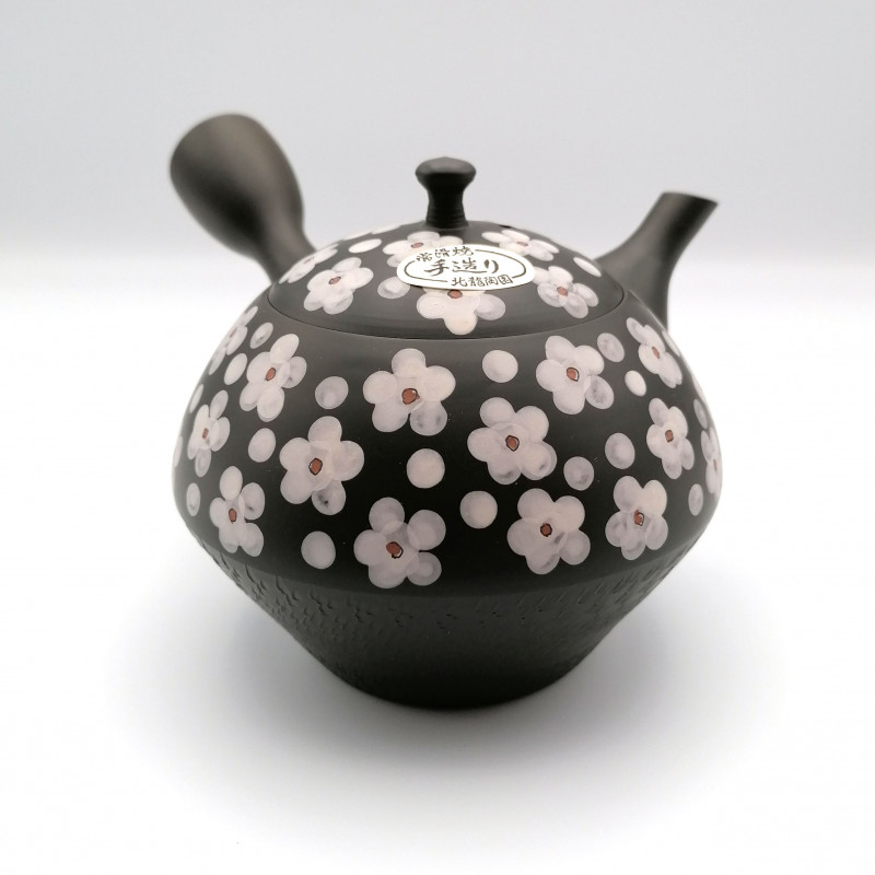 Teiera giapponese tokoname kyusu, UME, fiori di pruno