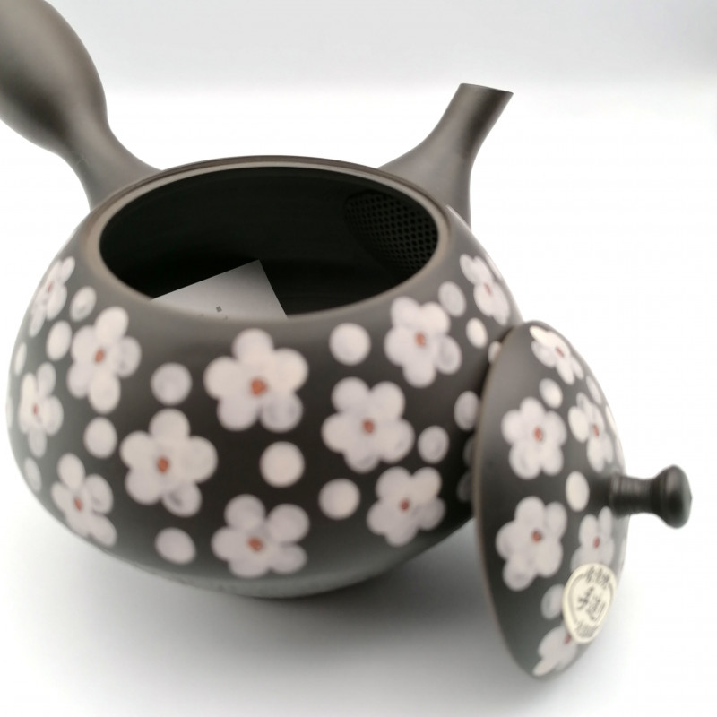 Japanische Teekanne Tokoname Kyusu, UME, Pflaumenblüten