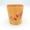Tasse à thé japonaise en bois natsume motif feuilles d'érable laqué or et argent, MAKIE SAKURA