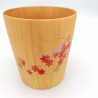 Taza de té japonesa en madera natsume con hojas de arce lacadas en oro y plata, MAKIE SAKURA