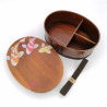 Portapranzo giapponese ovale bento in legno di cedro con motivo a pesci, NISHIKI