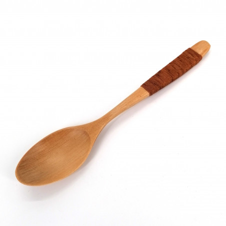 Light wood spoon and brown cord, MOKUSEI SUPUN