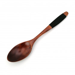 Dark wooden spoon and black cord, MOKUSEI SUPUN