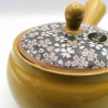 Japanese tokoname kyusu teapot, UWAGUSURI, cherry blossom yellow icing