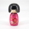 Japanese kokeshi doll pink hair cut, OKAPPA-SAN