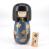 Poupée japonaise kokeshi bleu motif bonne journée, KOJITSU