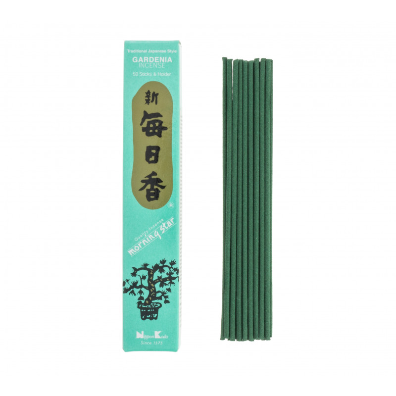 Box of 50 Japanese incense sticks, MORNING STAR GARDENIA, gardenia fragrance