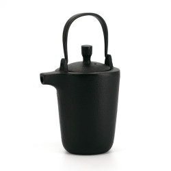 Black enameled Japanese cast iron teapot, ROJI TRIANGLE, 0.4lt