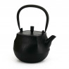 Black enameled Japanese cast iron teapot, ROJI SQUARE, 1lt