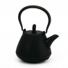Black enameled Japanese cast iron teapot, ROJI DOME ARARE, 0.4lt