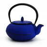 Blue enameled Japanese cast iron teapot, ROJI ARARE, 0.9lt