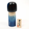 Poupée japonaise kokeshi bleu motif neige qui tombe, YUKI GESHO, 26cm