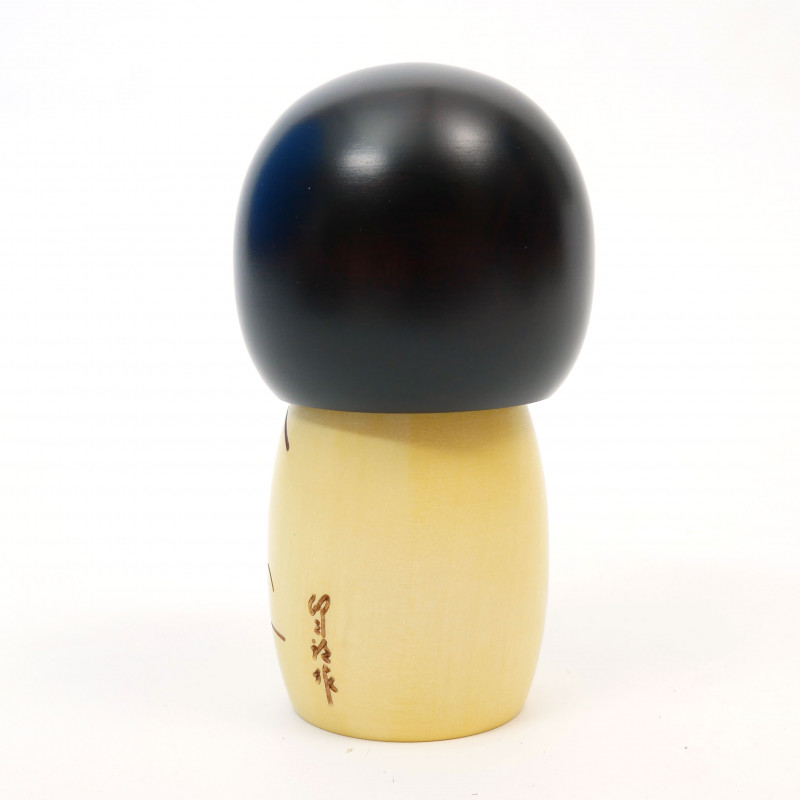 Japanische Kokeshi-Puppe mit jungem Mädchenmotiv in Gelb, KI OSANAGO