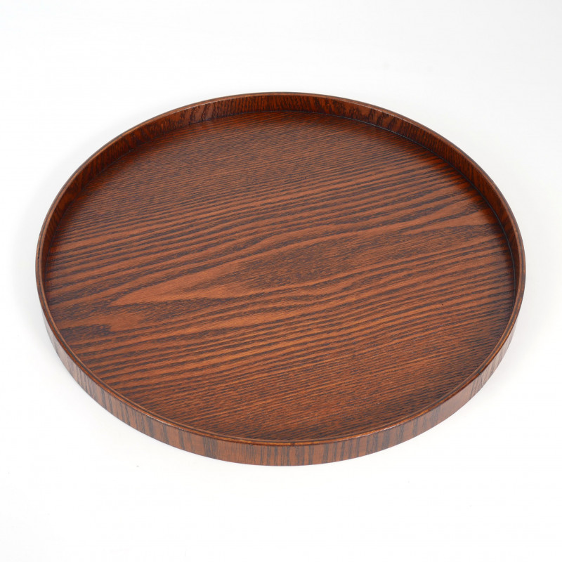 plateau rond marron en bois , MARUBON, marron foncé