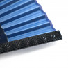 Japanischer blauer Seidenfächer mit Kunststoff verziert mit Wellen, SEIGAIHA, 22cm