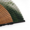 Abanico japonés verde de poliéster y bambú, patrón de bambú, TAKE, 22cm