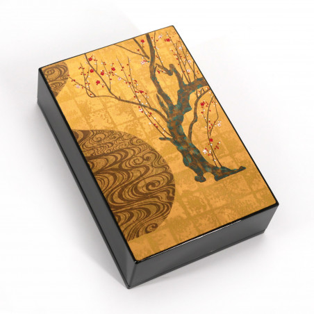Boîte artisanale de papeterie japonaise en bois de cerisier