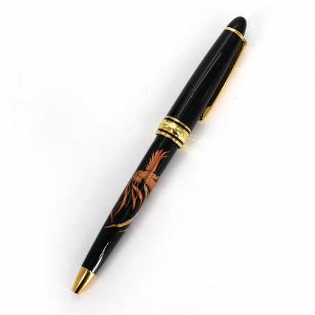 Japanese black resin ballpoint pen in phoenix design box, HOOH, 130mm