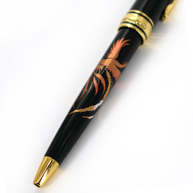 Japanischer schwarzer Harzkugelschreiber in Phoenix-Designbox, HOOH, 130mm