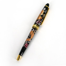 Bolígrafo japonés de resina negra en caja de diseño de dragón, RYU, 130 mm