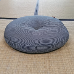 Round meditation cushion, ZABUTON, Gray HICKORY fabric
