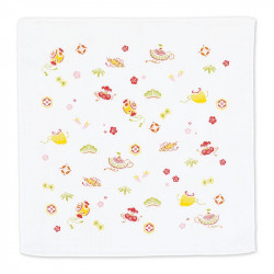 Japanese cotton handkerchief with red treasures pattern, AKAI TAKARAMONO, 35 x 35 cm