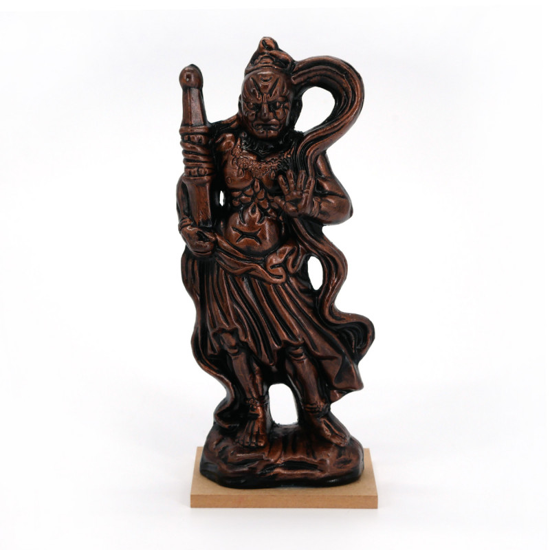 Statue Niō couleur cuivre représentant la force contenue Kongō-rikishi, UNGYÔ, 18.5 cm