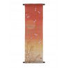 Hand painted orange and beige hemp tapestry dragonfly pattern, AKANENOTOKI, 30x100cm