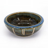 Japanese ceramic dish, brown and blue, KURI