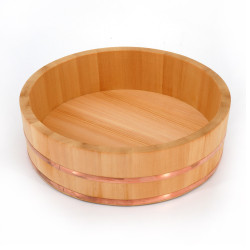 Round tray with high edge, in light wood, MARUBON