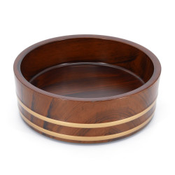 Large resin tray, brown wood pattern and golden lines - MOKU