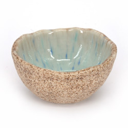 Small Japanese ceramic vessel, beige and blue - KICHO