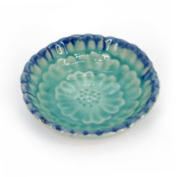 Kleiner japanischer Keramikbehälter, türkisfarbene Blume, SOSU