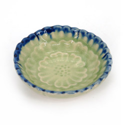 Kleines japanisches Keramikgefäß, grüne Blume, SOSU