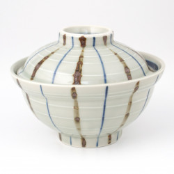 Japanese ceramic bowl with lid, RAIN, Grey