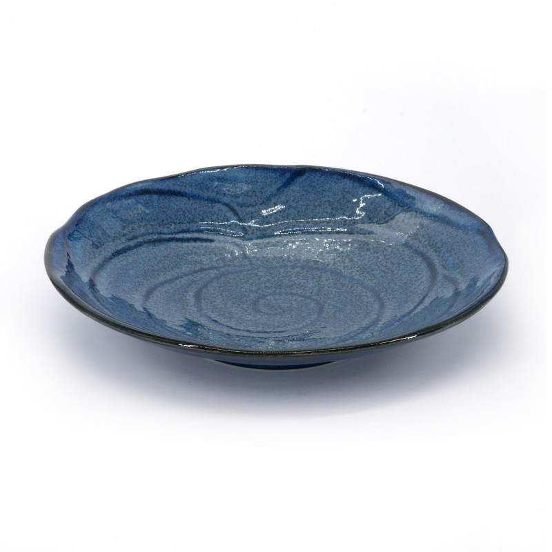 Kleiner runder japanischer Teller aus Keramik, dunkelblau - JIMINA - 21cm