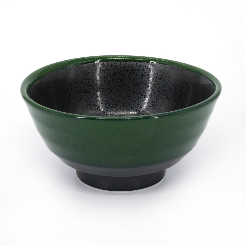 Bol japonais en céramique, MIDORIKURO, noir et vert
